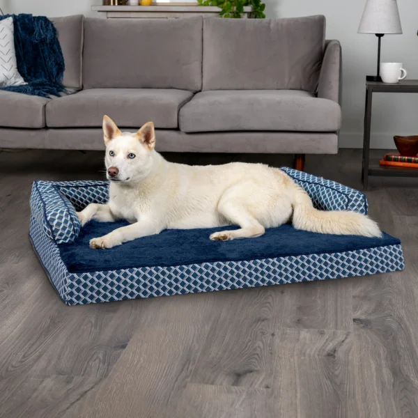 Sofa Dog Bed - Plush & Diamond Decor Comfy Couch - Image 3